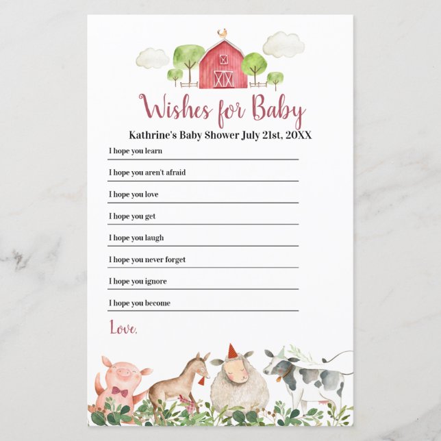 Farm House Animals Barnyard Wishes for Baby (Front)