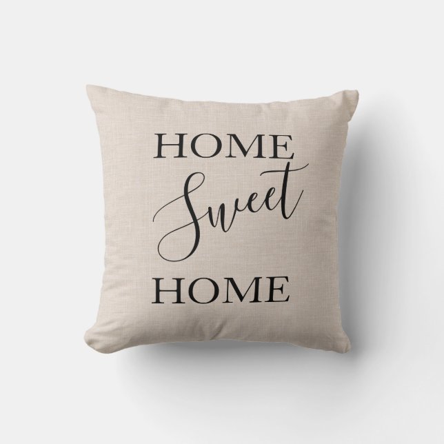 Farm house Home sweet home faux alabaster linen Cushion (Front)