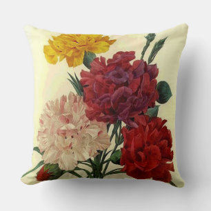 Farm House Inspired Rustic Carnations Print Cushion