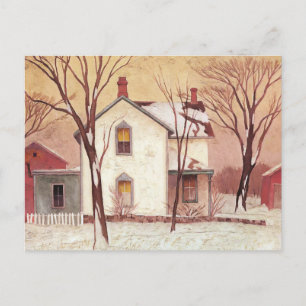 Farm House Painting by Canadian Artist A J Casson Holiday Postcard