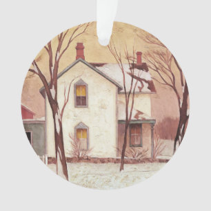Farm House Painting by Canadian Artist A J Casson Ornament