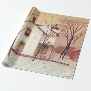 Farm House Painting by Canadian Artist A J Casson Wrapping Paper