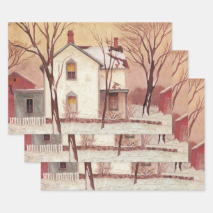 Farm House Painting by Canadian Artist A J Casson Wrapping Paper Sheet