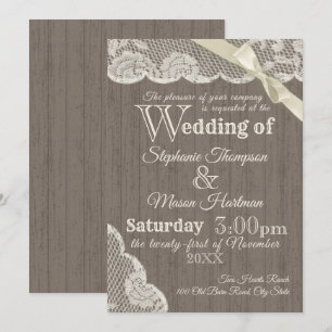 Farm House Vintage Lace Country Wedding Invitation