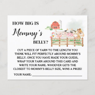 Farm How big is Moms Belly Baby Shower Game Card