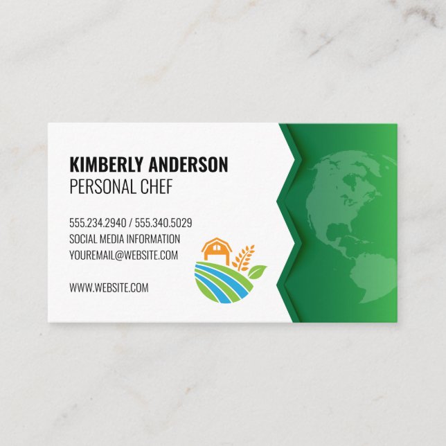 Farm Icon | Green Earth Business Card (Front)