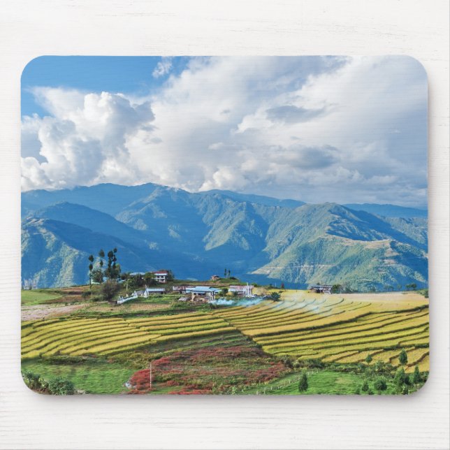 Farm in Bhutan eastern mountains - Himalaya Mouse Mat (Front)