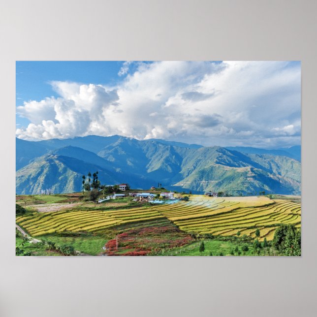 Farm in Bhutan eastern mountains - Himalaya Poster (Front)