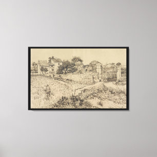 Farm In Provence Van Gogh Imitation Style Drawing Canvas Print