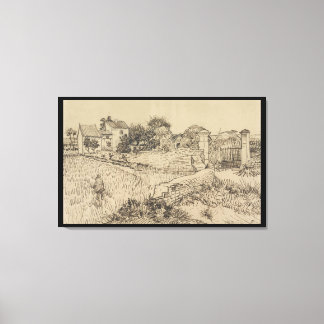 Farm In Provence Van Gogh Imitation Style Drawing Canvas Print