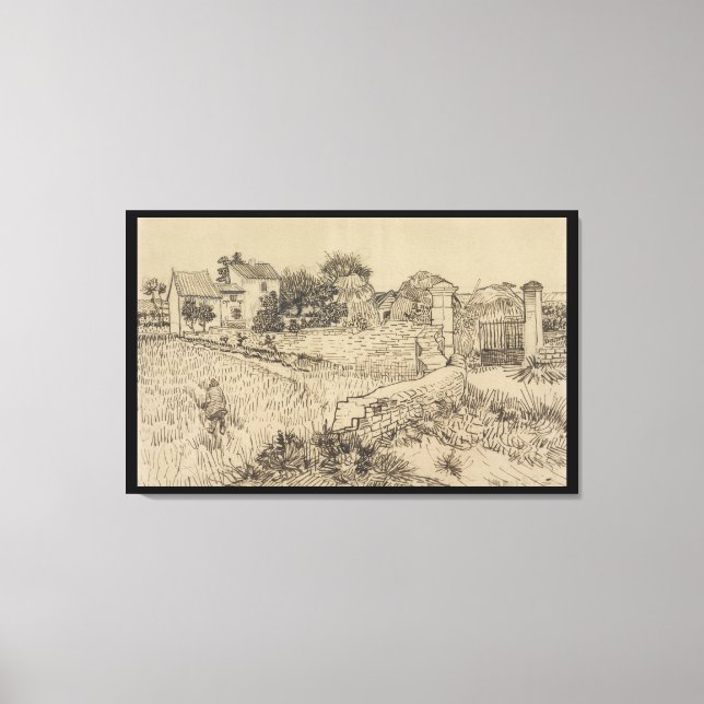 Farm In Provence Van Gogh Imitation Style Drawing Canvas Print (Front)