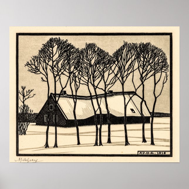 Farm in the snow - Julie de Graag  Poster (Front)