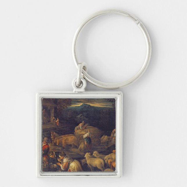 Farm Interior or Shearing Sheep Key Ring (Front)