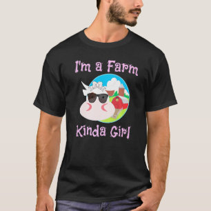 Farm Kinda Girl Cool Cow With Barn In Farmyard Ani T-Shirt