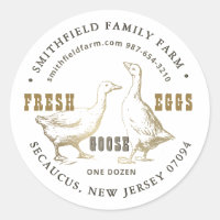 Farm Label Duck or Goose Eggs Vintage Illustration