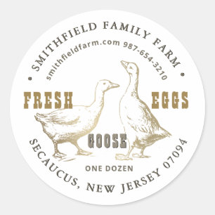 Farm Label Duck or Goose Eggs Vintage Illustration
