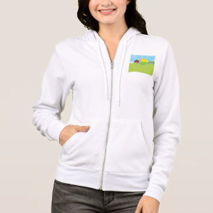 Farm Landscape Red Barn Silo Apple Trees Hoodie