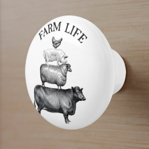 Farm Life Animals Ceramic Knob