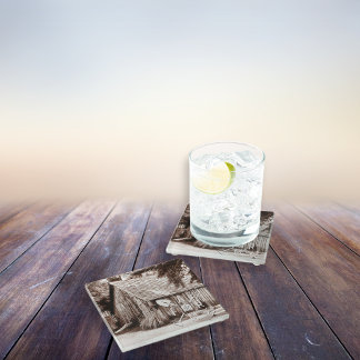 Farm Life Antique Barn Glass Coaster