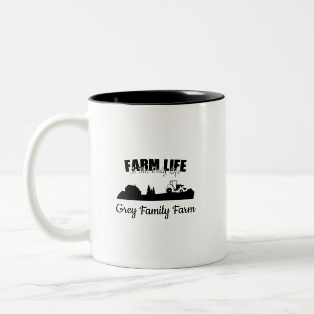 Farm Life Country Life Customisable Two-Tone Coffee Mug (Left)