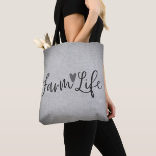 Farm Life Cute Country Rustic Whimsical Heart Tote Bag