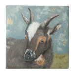 Farm Life-Grey Goat Tile<br><div class="desc">Farm Life-Grey Goat by Jade Reynolds. Features a grey goat looking down,  done in a paintbrush stroke-like style.</div>