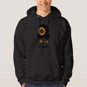 Farm Life Messy Bun Country Mum Farmer Vibes Hoodie