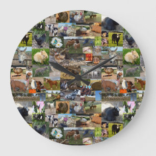 Farm Life Photo Collage,   Large Clock