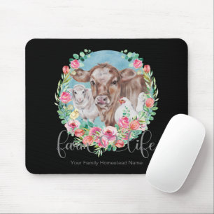 Farm Life Quote Family Homestead Chicken Cow Lamb Mouse Mat