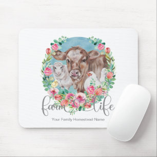 Farm Life Quote Family Homestead Chicken Cow Lamb Mouse Mat