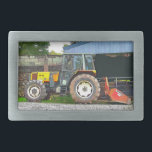 FARM LIFE RECTANGULAR BELT BUCKLE<br><div class="desc">Just time to stop for the farmer to stop for lunch before heading back to the fields on his tractor.</div>