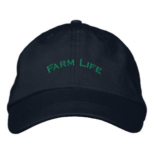 FARM LIFE Text Agricultural Heritage Inspired Navy Embroidered Hat