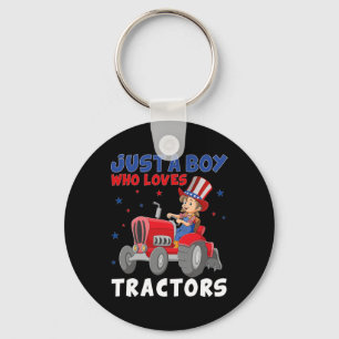 Farm Lifestyle 4th July Just A Boy Who Loves Tract Key Ring
