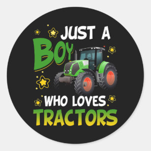 Farm Lifestyle Just A Boy Who Loves Tractors Engin Classic Round Sticker