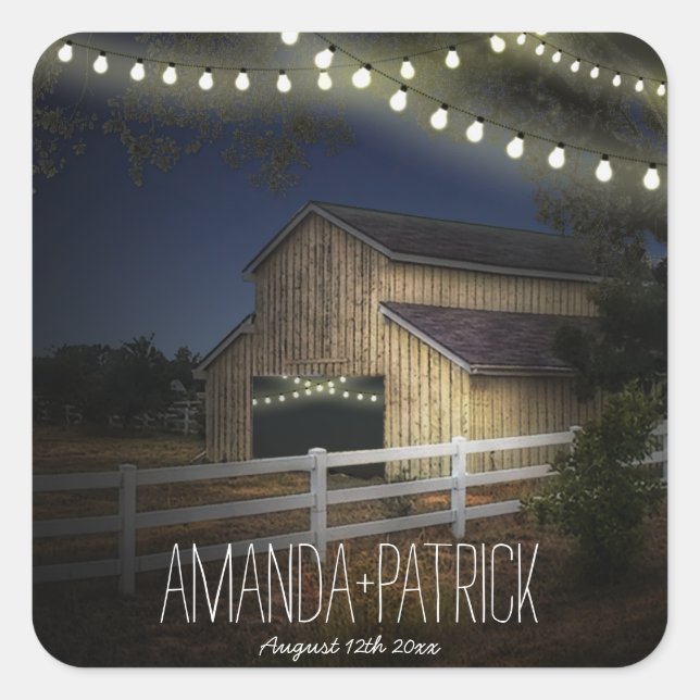 Farm Lights Rustic Barn Wedding Favours Seals (Front)