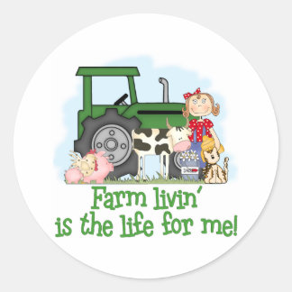 Farm Livin' (Girl) Classic Round Sticker