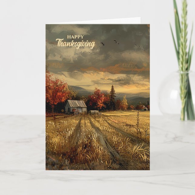 Farm Living Autumn Country Thanksgiving Holiday Card (Front)