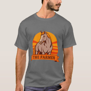 Farm Logo Featuring Horse on Sunrise T-Shirt