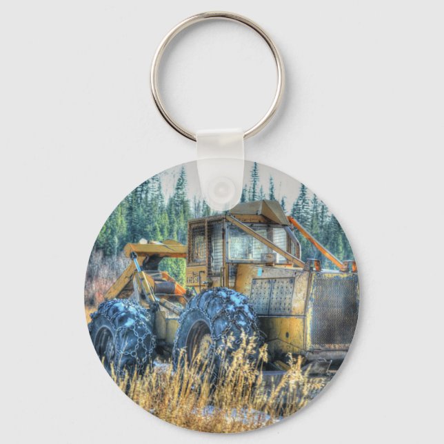 Farm Machinery, Tractor, Back-Hoe, Farm Vehicle Key Ring (Front)