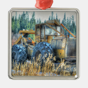 Farm Machinery, Tractor, Back-Hoe, Farm Vehicle Metal Tree Decoration