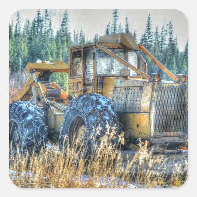 Farm Machinery, Tractor, Back-Hoe, Farm Vehicle Square Sticker (Front)