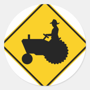 Farm Machinery Traffic Highway Sign Classic Round Sticker