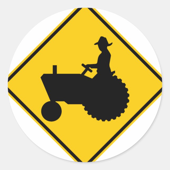 Farm Machinery Traffic Highway Sign Classic Round Sticker (Front)