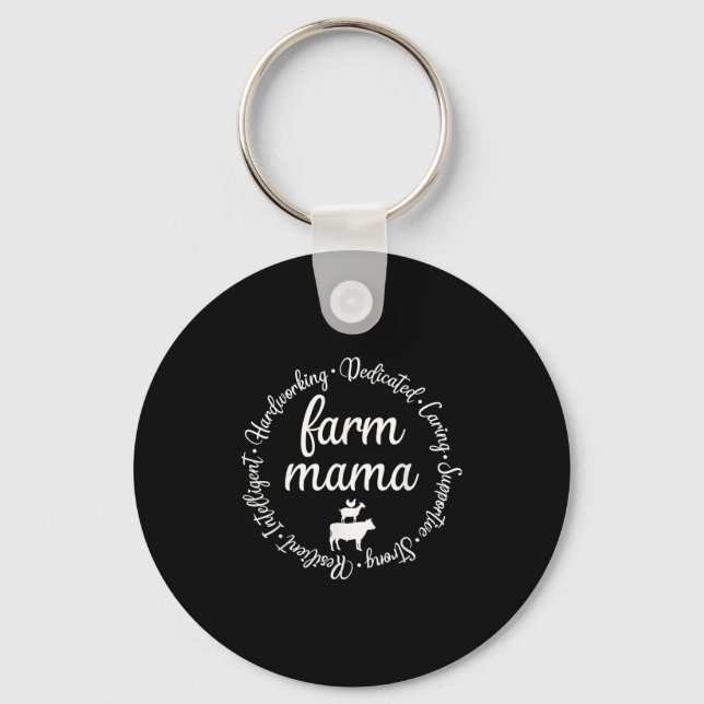 Farm Mama Hardworking Dedicated Goat Chicken G Cow Key Ring (Front)
