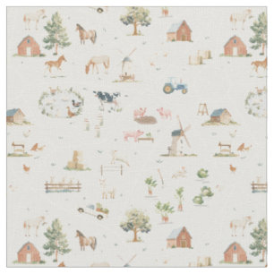 Farm map country village landscape nursery fabric