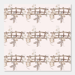 Farm Mice and Fences Tan Wallpaper