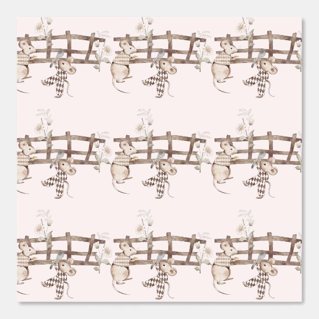 Farm Mice and Fences Tan Wallpaper (Front)