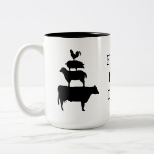 FARM MOM LIFE Farm Animal Silhouette   Two-Tone Coffee Mug