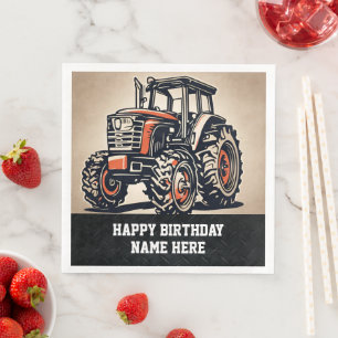 Farm Name Happy Birthday Tractor Tillage Farmer  Napkin