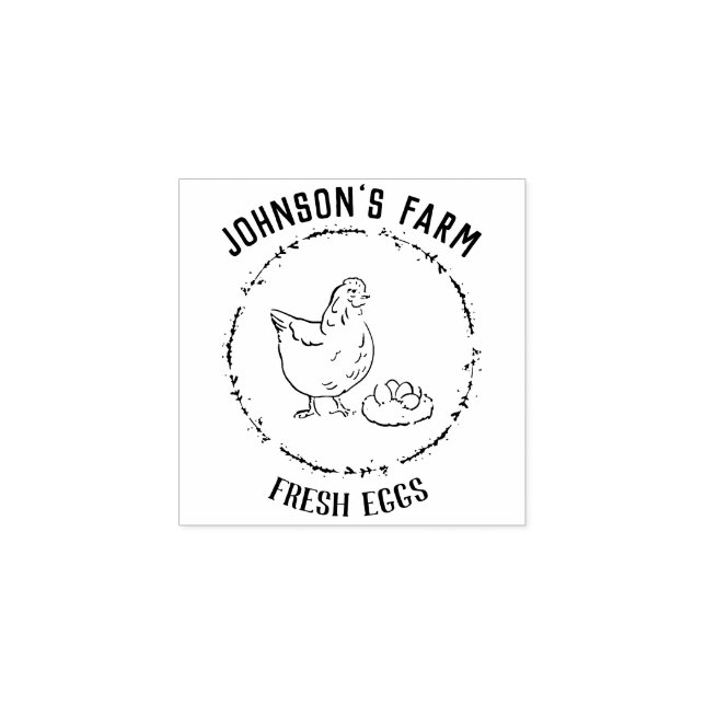 Farm Name, Hen | Fresh Eggs | Egg Carton Stamp (Imprint)